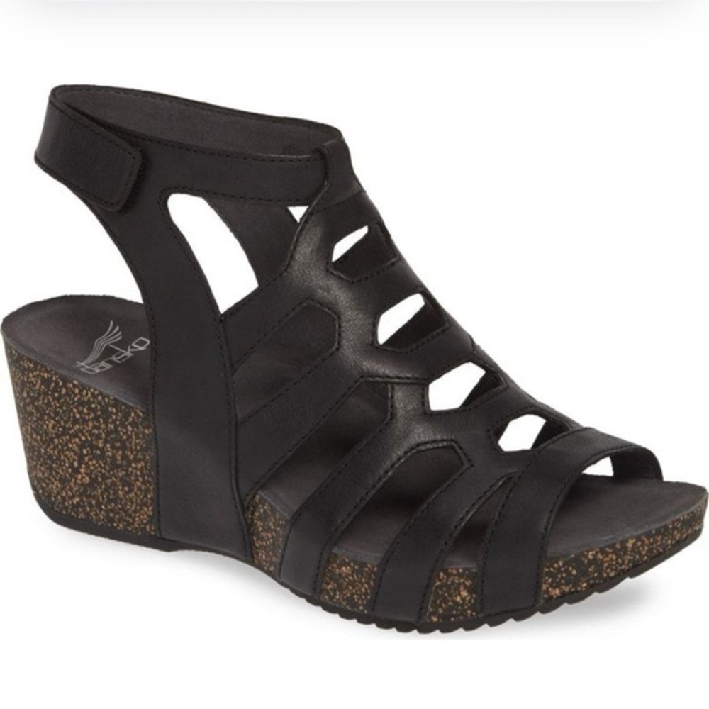 Dansko Selina Gladiator Women's Black Wedge Sandals